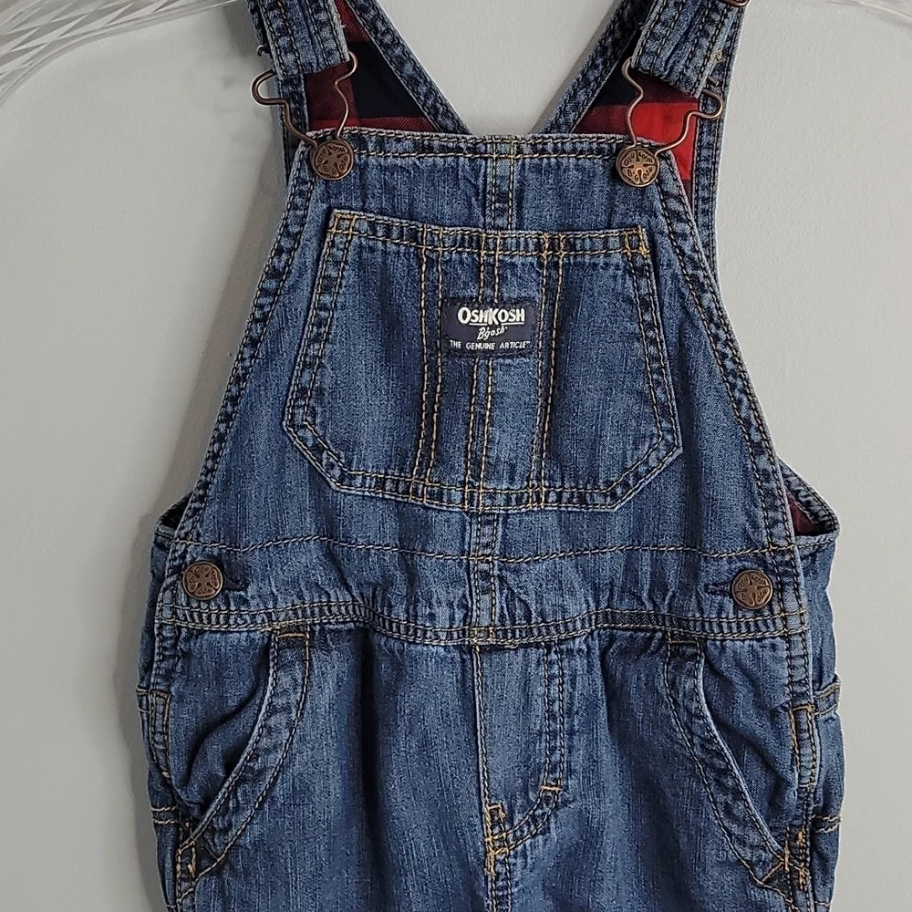 OSH KOSH B'GOSH 24 months denim overalls red plaid